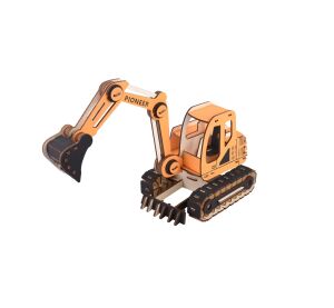 Woodcraft Wooden 3D Puzzle Excavator orange