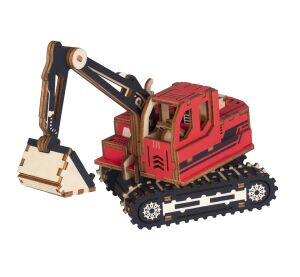 Woodcraft Wooden 3D Puzzle Excavator Red