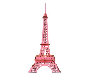 Woodcraft Wooden 3D puzzle Eiffel Tower pink