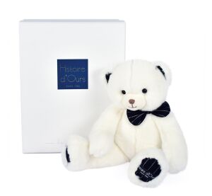 Doudou Histoire d'Ours Teddy bear with dark blue bow tie 30 cm