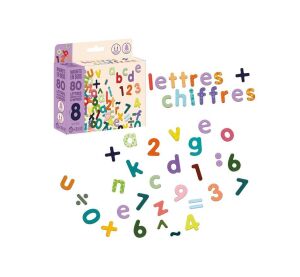 Jeujura Wooden Magnetic Lowercase Letters and Numbers 80 pcs