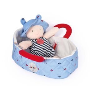 Doudou Jolijou Doll in blue carrying bag 20 cm