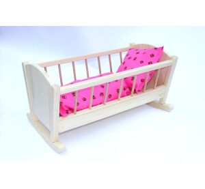 Wooden cradle for dolls natural