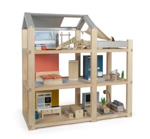 small foot Doll house with furniture, natural