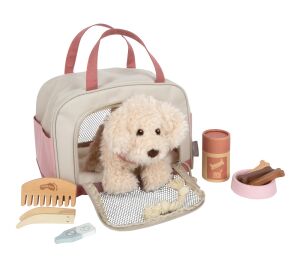 small foot Plush Dog with Care Set Pink