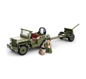 Sluban Army WW2 M38-B0853 Allied jeep and anti-aircraft gun