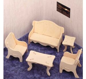 Woodcraft Wooden 3D Puzzle Living Room
