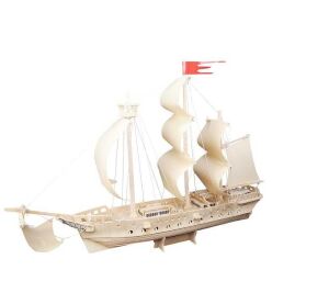 Woodcraft Wooden 3D puzzle sailing ship natural