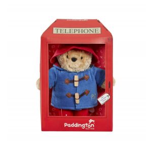 Rainbow Plush Paddington in a phone booth