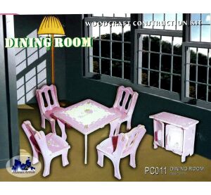 Woodcraft Wooden 3D puzzle dining room colorful