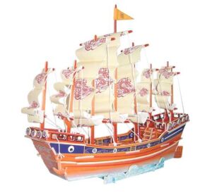 Woodcraft Wooden 3D Puzzle Colorful Sailing Ship PC131
