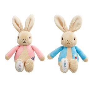 Rainbow Plush Rattle Rabbit Peter & Flopsy 1 pc