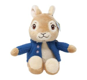 Rainbow Plush Rabbit Peter in blue jacket sitting
