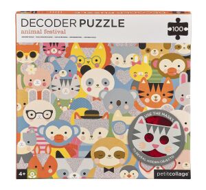 Petit Collage Puzzle animals 100 pieces with 3D glasses