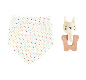 Petit Collage Rabbit Teether and Bib Set