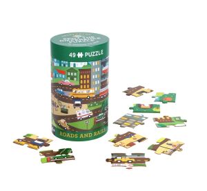 Petit Collage Spot the Difference Puzzle Roads and Rails 49 Pieces