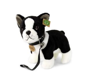 Rappa Plush dog French bulldog with leash standing 23 cm ECO-FRIENDLY