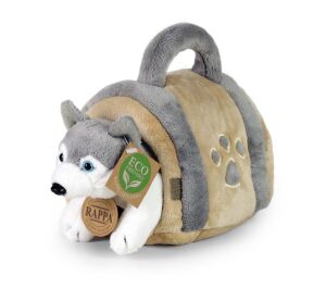 Rappa Plush dog Husky with crate 13 cm ECO-FRIENDLY