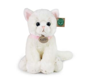 Rappa Plush cat sitting white 25 cm ECO-FRIENDLY