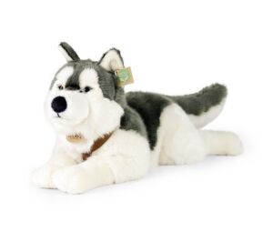 Rappa Plush husky dog with collar lying 60 cm ECO-FRIENDLY