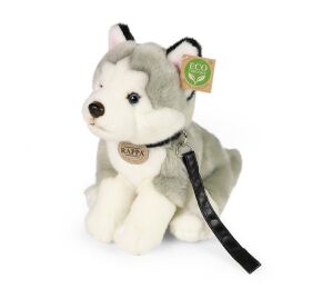 Rappa Plush husky sitting dog with leash 28 cm ECO-FRIENDLY