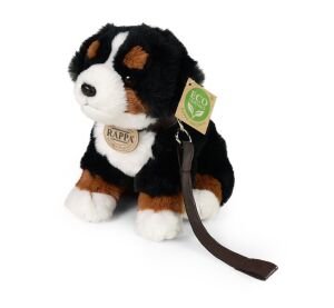 Rappa Plush Bernese Mountain Dog sitting with leash and sound 20 cm ECO-FRIENDLY