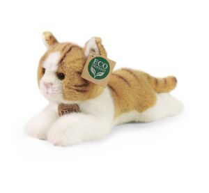 Rappa Plush cat lying brown and white 20 cm ECO-FRIENDLY