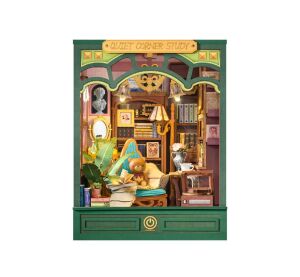 RoboTime 3D Wooden Book Nook Miniature House Bookend Quiet Study Corner