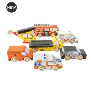 Le Toy Van Set of rescue cars with helicopter