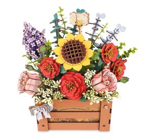 RoboTime 3D wooden puzzle chest with flowers
