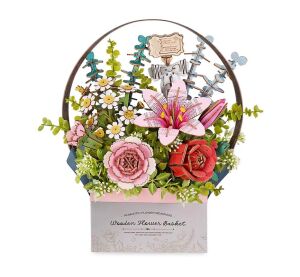 RoboTime 3D wooden puzzle Basket with flowers