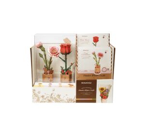 RoboTime Display with Pink Carnation and Red Rose