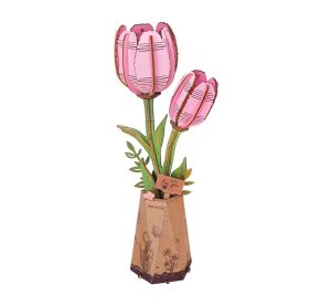 RoboTime 3D wooden puzzle Pink Tulip