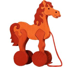 Fauna Wooden pull toys from solid wood horse