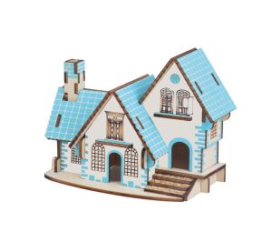 Woodcraft Wooden 3D Puzzle Blue House