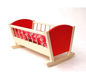 Wooden Cradle for dolls coloured