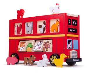 Bigjigs Toys Wooden Bus with Animals