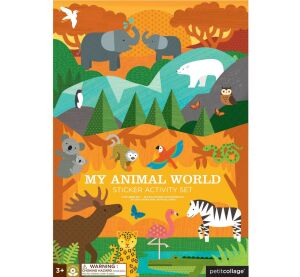 Petit Collage Reusable stickers with My Animal World scene