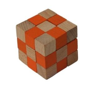 Wooden puzzle cube orange