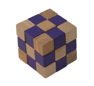 Wooden puzzle cube purple