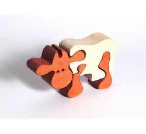 Fauna Solid wood jigsaw puzzle cow brown