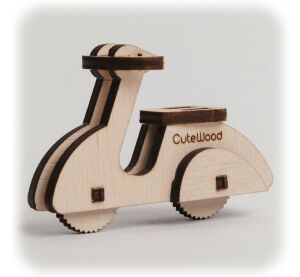 CuteWood Wooden 3D Puzzle Moped