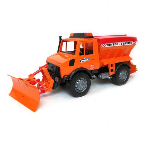 Bruder Mercedes Benz UNIMOG Spreader with plough