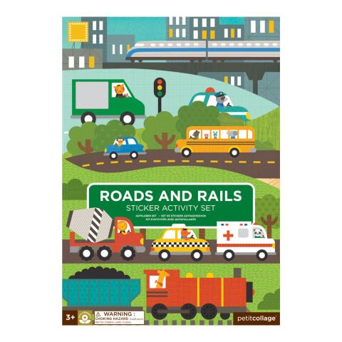 Petit Collage Reusable stickers with Cars and Machines scene
