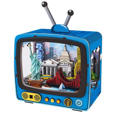 2Kids Toys 3D Wooden Puzzle Retro TV New York