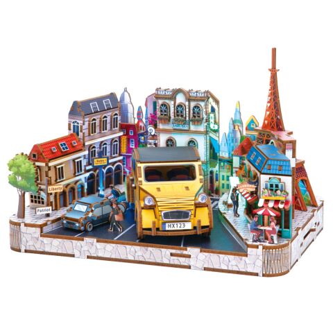 2Kids Toys 3D Wooden Puzzle Miniature Scene European Town