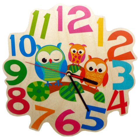 Hess Children's Wooden Clock Owl Family
