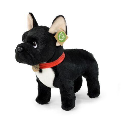 Rappa Plush French Bulldog Black with collar standing 30 cm ECO-FRIENDLY