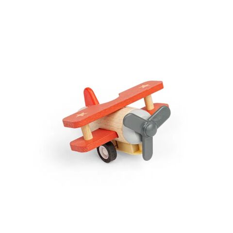 Bigjigs Toys Wooden Wind-up Plane Biplane Red
