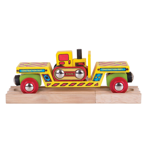 Bigjigs Rail Wagon with bulldozer + 2 tracks